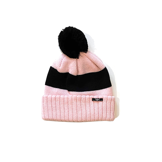 pink pom beanie with wild hat co logo - wild hat company