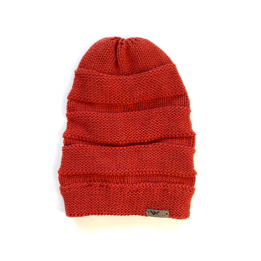 red scrunch beanie hat with leather tag - wild hat company
