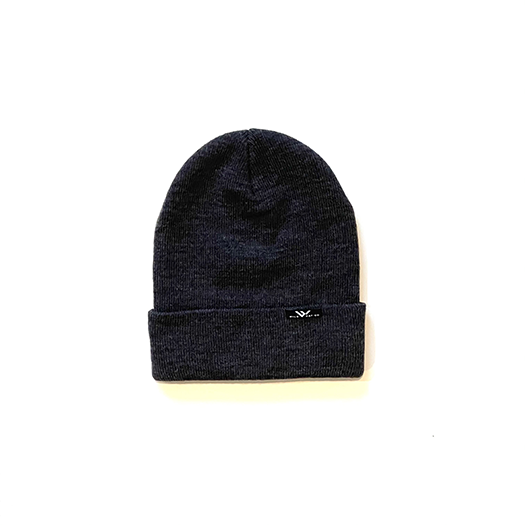 simple cuffed beanie in charcoal color with wild hat co logo - wild hat company