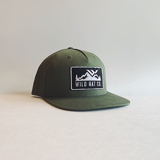 Green Cotton Twill Snapback Hat - wild hat company logo